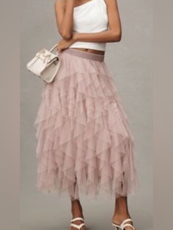 Anthropologie Dresses & Skirts - Anthropologie The Cheri Ruffled Tule Midi in Color Ballet